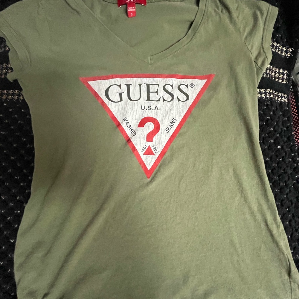 Guess Women's Green Logo Tee